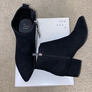 Black Faux Suede Booties